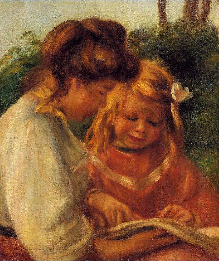 The Alphabet (Jean and Gabrielle) - Pierre-Auguste Renoir painting on canvas
